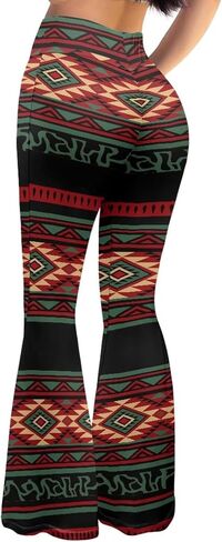 Women's 70S Yoga Pants Flare Ladies Hippie Flower Flared Leggings Athletic Leggings High Waisted Workout Pants in Saudi Arabia