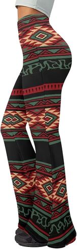 Women's 70S Yoga Pants Flare Ladies Hippie Flower Flared Leggings Athletic Leggings High Waisted Workout Pants in Saudi Arabia