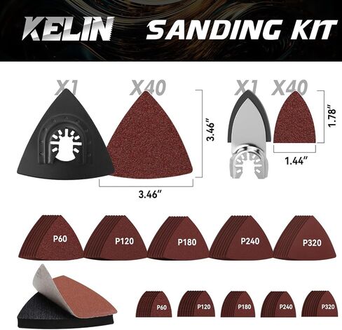 KELIN 120 PCS Multitool Blade Kits Cutting and Sandpaper Oscillating Tool Accessories Universal Oscillating Saw Blades, 11 Types Blades Compatible with Dewalt Bosch Dremel Milwaukee in Saudi Arabia