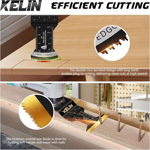 KELIN 120 PCS Multitool Blade Kits Cutting and Sandpaper Oscillating Tool Accessories Universal Oscillating Saw Blades, 11 Types Blades Compatible with Dewalt Bosch Dremel Milwaukee in Saudi Arabia