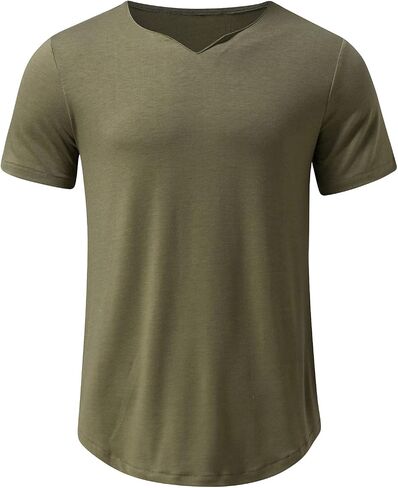 Maiyifu-GJ Men's Short Sleeve V Neck Henley Shirts Solid Slim Fit Fitted Gym Workout Tee Casual Athletic Sport T-Shirt in Saudi Arabia