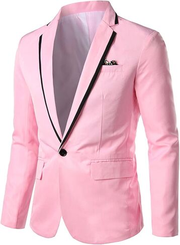 Men's One Button Casual Blazer Lightweight Slim Fit Business Daily Jacket Notched Lapel Party Dinner Sports Coat in Saudi Arabia