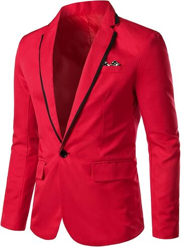 Men's One Button Casual Blazer Lightweight Slim Fit Business Daily Jacket Notched Lapel Party Dinner Sports Coat in Saudi Arabia