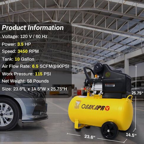 13 جالون ضاغط الهواء ، 4.5 حصان 6.5cfm 115psi ، ضاغط الهواء المحمول للتضخم ، إصلاح السيارات ، الرسم الرش ، تسمير الأعمال الخشبية in Kuwait