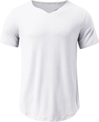 Maiyifu-GJ Men's Short Sleeve V Neck Henley Shirts Solid Slim Fit Fitted Gym Workout Tee Casual Athletic Sport T-Shirt in Saudi Arabia