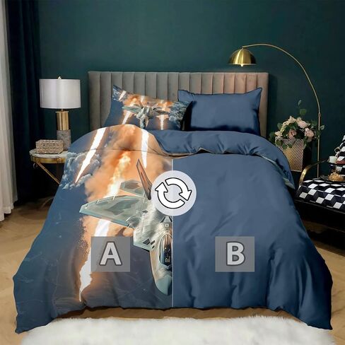 3pcs Military Raptor Fighter Jet Davet Cover Cover California King Bedding Sets ، Grayish Blue Soft Sevel Cover ، اثنين in Kuwait