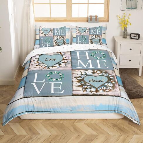 Erosebridal Rustic Floral Comforter Cover Toddler Size, Flower Sweet Love Home Duvet Cover for Kids Teens Adult Women Bedroom Decor, Farmhouse Country Bedding Set Vintage Wood Plank Bed Set 2 Piece in Saudi Arabia