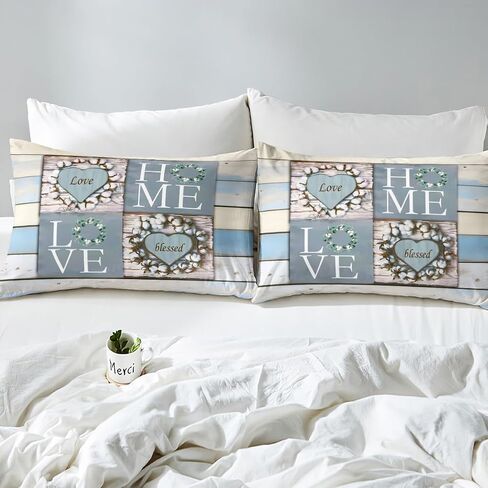 Erosebridal Rustic Floral Comforter Cover Toddler Size, Flower Sweet Love Home Duvet Cover for Kids Teens Adult Women Bedroom Decor, Farmhouse Country Bedding Set Vintage Wood Plank Bed Set 2 Piece in Saudi Arabia