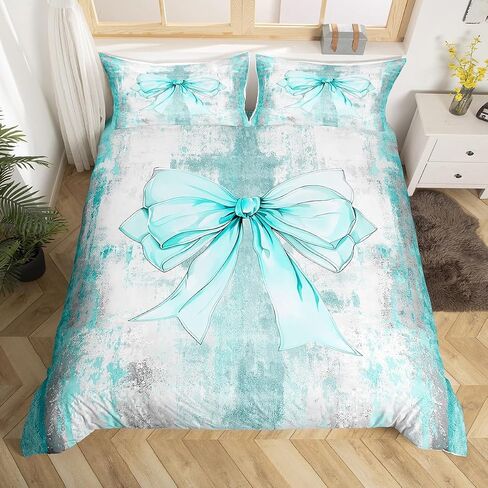 Erosebridal Bow Tie Duvet Cover Toddler Size,Ombre Romantic Princess Style Soft Comfy Comforter Cover for Kids,Country Wooden Dreamy Fantasy Sweet Oil Painting Style Bedding Set with Corner Ties in Saudi Arabia