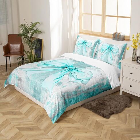 Erosebridal Bow Tie Duvet Cover Toddler Size,Ombre Romantic Princess Style Soft Comfy Comforter Cover for Kids,Country Wooden Dreamy Fantasy Sweet Oil Painting Style Bedding Set with Corner Ties in Saudi Arabia