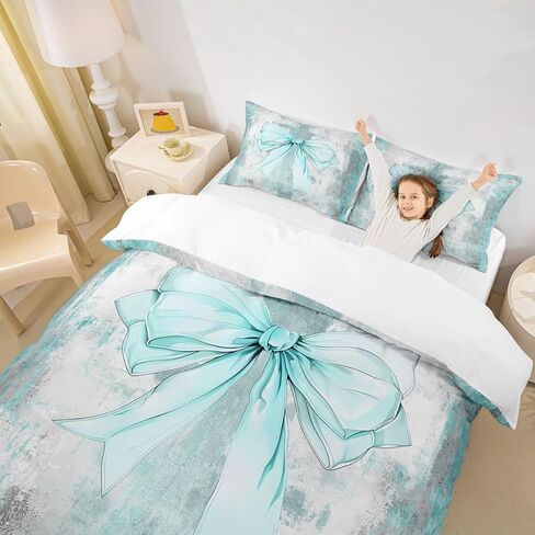 Erosebridal Bow Tie Duvet Cover Toddler Size,Ombre Romantic Princess Style Soft Comfy Comforter Cover for Kids,Country Wooden Dreamy Fantasy Sweet Oil Painting Style Bedding Set with Corner Ties in Saudi Arabia