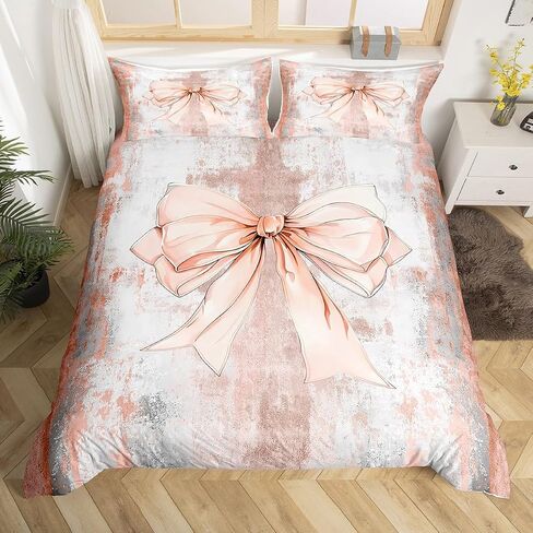 Erosebridal Bow Tie Duvet Cover Toddler Size,Ombre Romantic Princess Style Soft Comfy Comforter Cover for Kids,Country Wooden Dreamy Fantasy Sweet Oil Painting Style Bedding Set with Corner Ties in Saudi Arabia