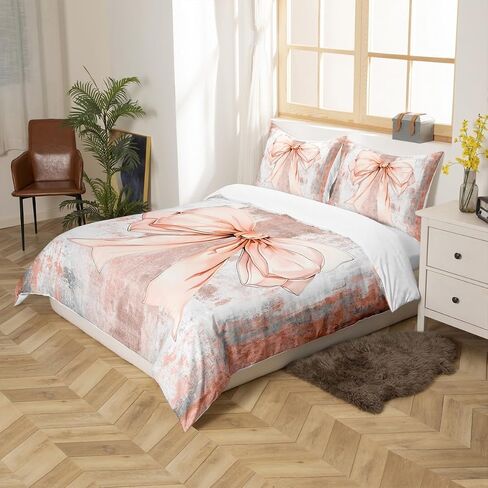 Erosebridal Bow Tie Duvet Cover Toddler Size,Ombre Romantic Princess Style Soft Comfy Comforter Cover for Kids,Country Wooden Dreamy Fantasy Sweet Oil Painting Style Bedding Set with Corner Ties in Saudi Arabia