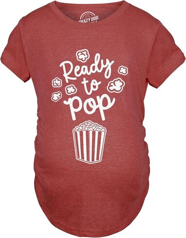 Ready to Pop Maternity T Shirt Funny Sarcastic Popcorn Joke Pregnancy Tee for Ladies in Saudi Arabia
