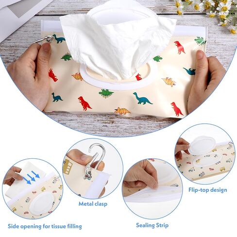 2 Packs Baby Reusable Wipes Pouch Portable Refillable Wet Baby Wipes Travel Case Cute Simple Diaper Wipe Dispenser Wipe Holder Travel Dispensador Waterproof and Dustproof(Floral,Yellow, Blue) in Saudi Arabia