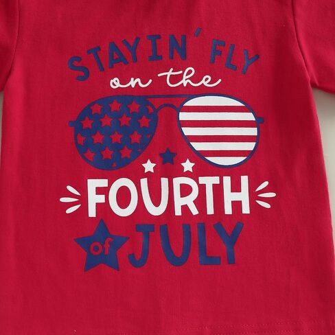 Kupretty Toddler Baby Boy 4th of July Outfit American Flag T-Shirt Tees Shirt + Star and Stripe Shorts Independence Day Set in Saudi Arabia