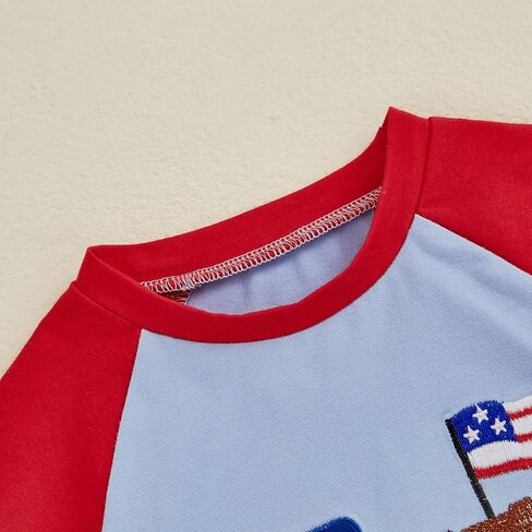 Kupretty Toddler Baby Boy 4th of July Outfit American Flag T-Shirt Tees Shirt + Star and Stripe Shorts Independence Day Set in Saudi Arabia