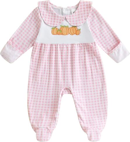 Kuriozud My First Halloween Baby Girl Boy Outfit Newborn Pumpkin Jumpsuit Romper Halloween Footie Pajamas Coming Home Outfit in Kuwait