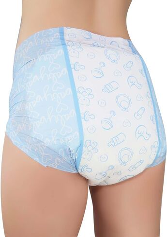 Littleforbig Adult Printed Diaper 80 Pieces (8 Packs) - Nursery Blue (Large 36"-46") in Saudi Arabia