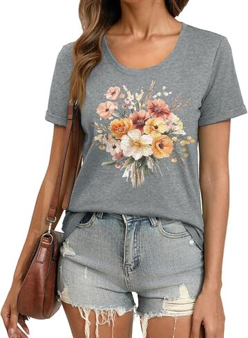 Graphic Tees for Women Scrubs Corset Top Gym Clothes Woman Travel Outfits Women's Blouses Short Sleeve Blouses in Kuwait