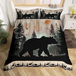 jejeloiu Deer Bedding Set Toddler Size Kids Wild Animal Comforter Cover for Boys Girls Teens Rustic Cabin Hunting Duvet Cover Chestnut Black Breathable Soft Lightweight Microfiber，No Comforter