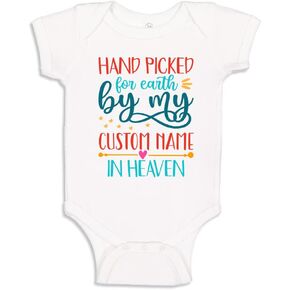 Custom Hand Picked for Earth Baby One Piece Bodysuit for Newborn with Customized Name in Heaven