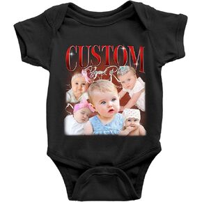 Nazenti Custom Baby Onesie - بدعوى مخصصة للرضع مع صورتك ، أسلوب الراب Bootleg ، ملابس حديثي الولادة مضحكة للبنين أو الفتيات ، ملابس أطفال فريدة من نوعها