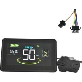 H6C Electric Bike LCD Display Meter 24V-60V E Scooter LCD Panel Color Screen with USB UART for Electric Bike (SM 5+2PIN) Black