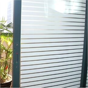 Window film Frosted Window Film Sun Blocking Frosted Glass Window Film Static Cling Window Covering Non Adhesive Glass Sticker for Home Office Bathroom, Stripe Patterns Decorative Window Film(60x300 c