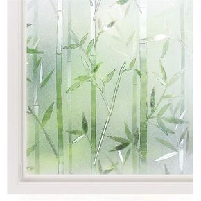 Window Film Bamboo Window Film, Frosted Privacy Film Static Cling Glass Door Covering Static Window No Glue Removable Anti UV Glass Covering Film for Home Office Decorative Window Film(30x100cm)