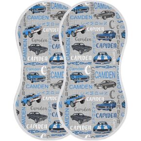 Personalized Baby Burp Cloths for Boy Girl, Custom Monogram Name 2 Pack Absorbent Cotton Burping Rags Bibs for Newborn Towel