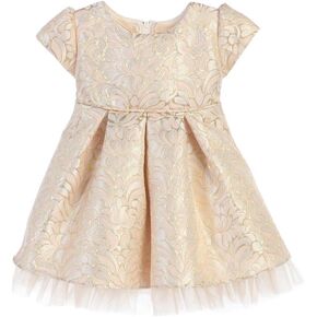 Infant Vintage Ornate Pleated Jacquard with Peek-a-Boo Tulle (6-24m)