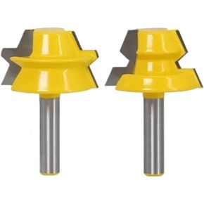 2pc Lock Miter Router 22.5 Degree Glue Joinery Router Bit - 12.7mm 12mm 8mm Shank Woodworking Cutter Cutter for Woodworking