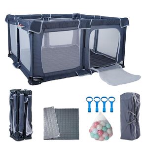 Foldable Baby Playpen 50"X50",Play Pen for Babies and Toddlers, Portable Playpen, Kids Collapsible Play Pen, Indoor & Outdoor Baby Fence with Visible Mesh,Safety Area Travel Play Yard with mat (Grey)