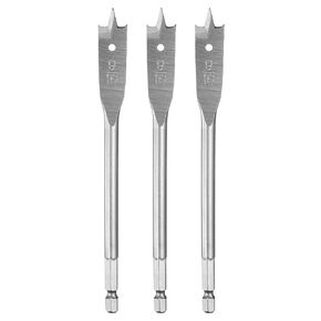 HARFINGTON 3Pcs Spade Drill Bit 9/16" Paddle Flat Bits Wood Hole Cutter with Quick Change 1/4 Inch Hex Shank for Woodworking Fiberglass, Silver Tone