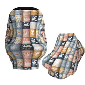 Swan Cute Baby Car Seat Canopy Nursing Cover for Breastfeeding Multi-Use Infant Carrier Carseat All Season Cover for Newborn Girls Boys