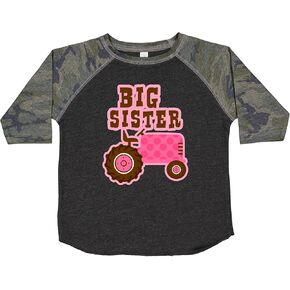 inktastic Pink Tractor Big Sister Toddler T-Shirt