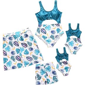 Family Matching Bathing Suits Mother Girls Father Son Swimsuit Couples Swimwear Swim Trunk Beachwear