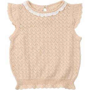 HOOLCHEAN Baby and Toddler Girls Spring Summer Thin Knitted Top Flutter Sleeve Ruffled T-Shirt