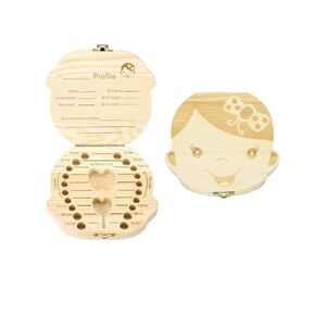 Baby Girl Teeth Keepsake Box Wooden Tooth Fairy Box, Child Kids Tooth Storage Holder Organizer (Girl)