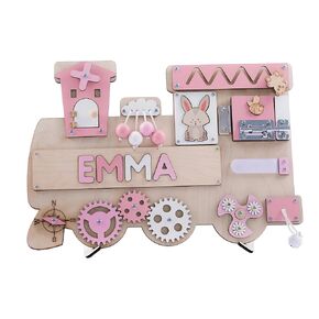 Customized Name Puzzle for Toddlers (Fixed I J Letters) Personalized Toddlers Busy Board, Baby Personalized Board for 1-5 Years Old, Birthday Gift, Christmas Gift, Montessori Toys (Khaki)