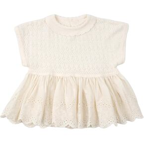 HOOLCHEAN Baby Toddler Girl Knit Tunic Top Dress-Style Cotton Shirt with Ruffle Collar and Embroidered Hem