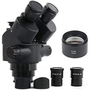 LCD Digital Black 3.5X 90X 7X-45X Simul-Focal Trinocular Microscope 0.5X 2.0X Auxiliary Lens+ Zoom Stereo Microscope Head (Color : 7X 90x Height 30mm) (3.5X 45x Height165mm)