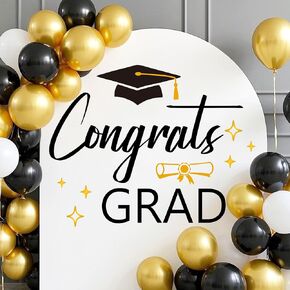 Congrats Grad Decal Sign, Mastered It Grad Party Supplies, Class of 2025 Graduation Party Decal for Balloon Arch Backdrop, We are so Proud of You Party Decor Sign Black