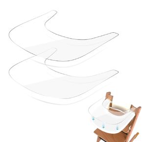2 Pack Suction Solver Sticker Compatible with Stokke Tripp Trapp Tray, Transparent Stickers to Strong Suction Plates and Bowls, Adehisve Placemat Suction High Chair Placemat (Peanut Shape)