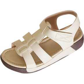 Ankle Strap Flats for Women Open Toe Thick Cushion Low Wedges Platform Sport Sandals Walking Standing All-Day Comfort