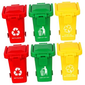 6pcs Boys and Girls Educational Garbage Classification Toy Color Trash Can Wheels for Early Learning and Cognitive Development