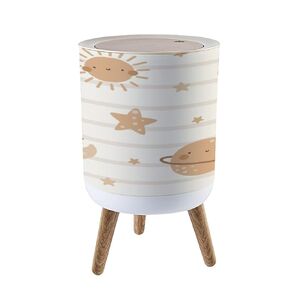 Small Trash Can with Lid Seamless Pattern Cute Moon Stars Clouds for Baby Kids Room Fabric wear Garbage Bin Pet Proof Waste Basket for Kitchen Bathroom Office Bedroom Decorative 1.8 Gallon