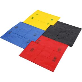 4pcs Concrete Stamps Mat, 24x24in PU Material Slate Floor Imprint Seamless Stamp Concrete Molds, Concrete Texturing Skin Floor Mats with Two Sturdy Carrying Handles, Uneven Surface