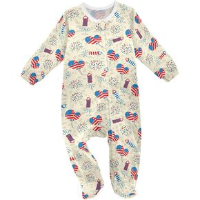 Dussdil Firework Independence Baby One-Piece Footies Newborn Rompers Pajamas Cotton Footed Pjs for Sleep Play Boys Girls